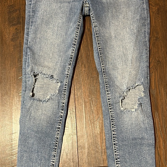 We The Free By Free People Denim Pants Skinny Stretch Distressed Blue Size 26 - Picture 5 of 8